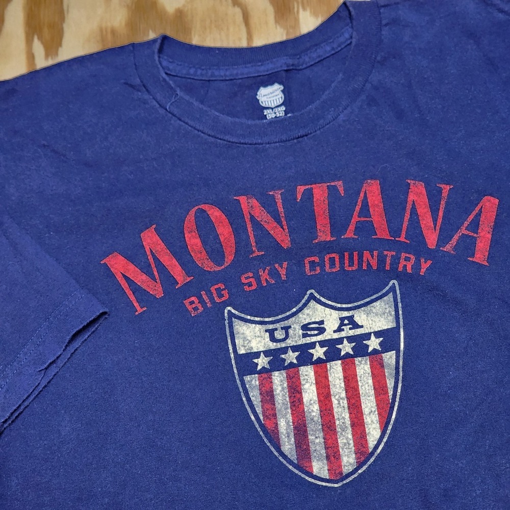 Montana Big‎ Sky Country USA Tshirt Size 2XL Blue American Summer Read Desc.